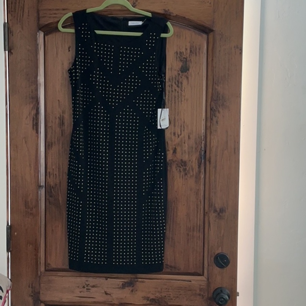 Elegant Black Studded Calvin Klein Dress
